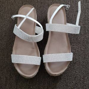 Bling strap wedge sandals